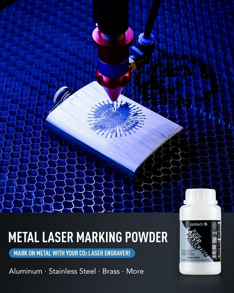 OMTech Laser Marking Powder, 4.1 fl. oz. Metal Laser Marking Fluid for CO2 Laser Engraver, High Contrast Laser Marking Ink for Metal, Laser Black Ink Laser Ink Agent for Aluminum Stainless Steel Brass - Image 1